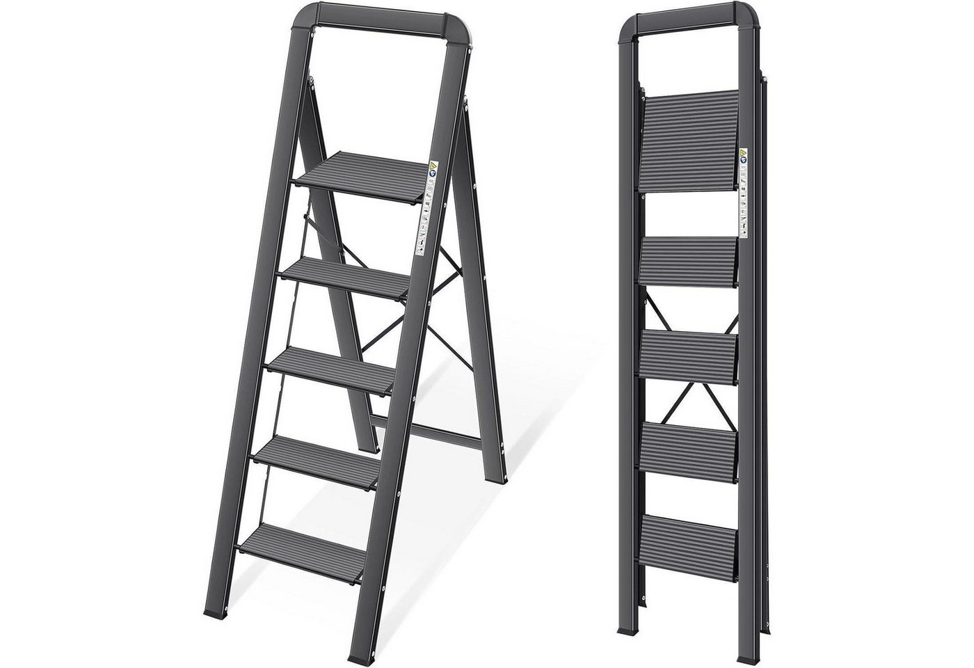 LuxusKollektion Kochbesteck-Set Stufenleiter 5 Stufen klappbar Handlauf Aluminium Schwarz 5 Stufen LuxusKollektion Kochbesteck-Set Stufenleiter 5 Stufen klappbar Handlauf Aluminium Schwarz 5 Stufen von LuxusKollektion