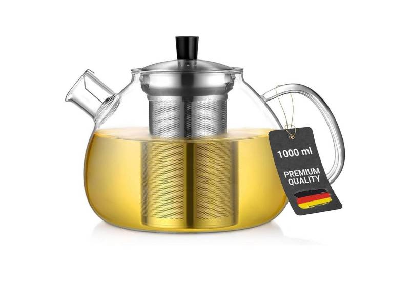 LuxusKollektion Kochbesteck-Set Teekanne Borosilikatglas 1000ml Teebereiter 1000ml Silberne-1000ml von LuxusKollektion