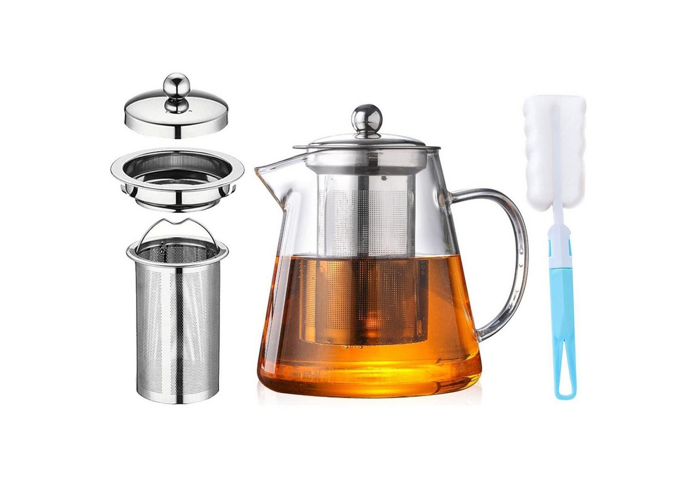 LuxusKollektion Kochbesteck-Set Teekanne Borosilikatglas Teesieb Transparent Runden 1300ML Neu von LuxusKollektion