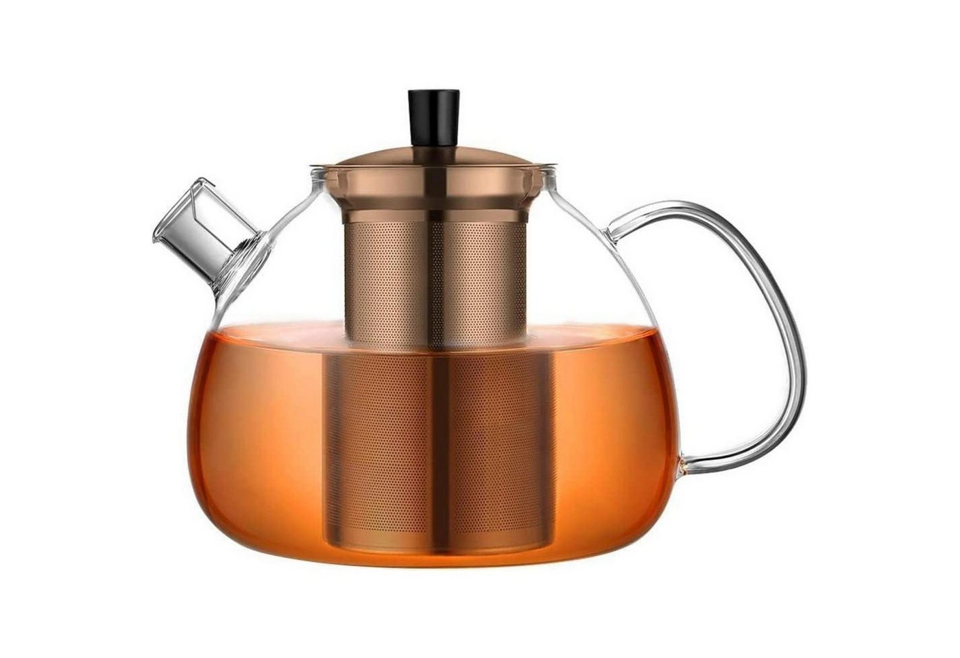 LuxusKollektion Kochbesteck-Set Teekanne Glas Borosilikat Teebereiter Edelstahl 1500ml Bronze-1500ml von LuxusKollektion