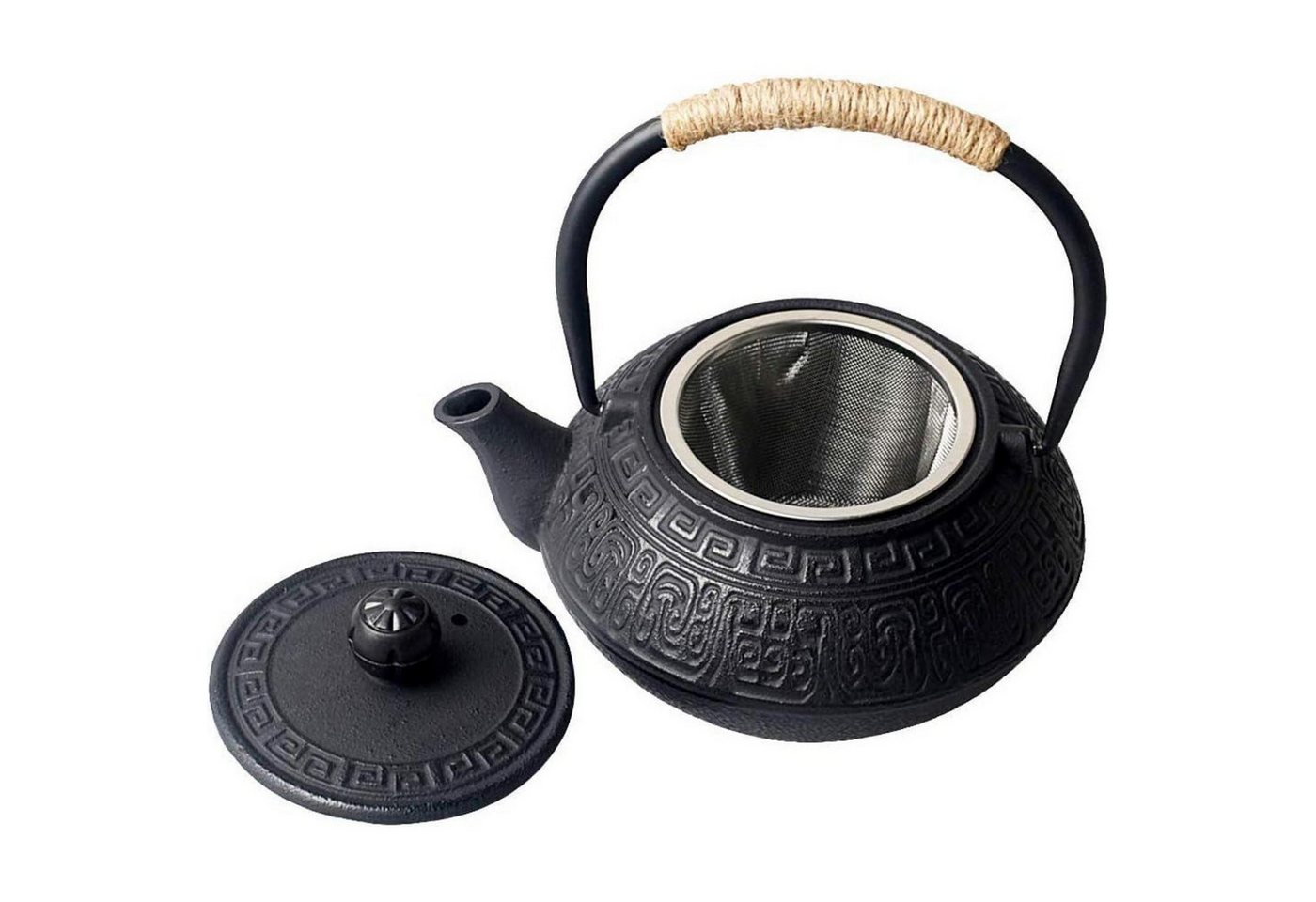 LuxusKollektion Kochbesteck-Set Teekanne Japanische Asiatisch 600ml Königliches Muster-schwarz von LuxusKollektion