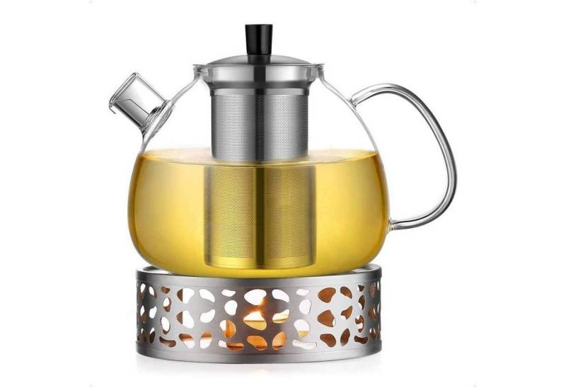 LuxusKollektion Kochbesteck-Set Teekanne Stövchen Glas 1500ml Teekanne mit Stövchen Typ1 Silberfilter von LuxusKollektion