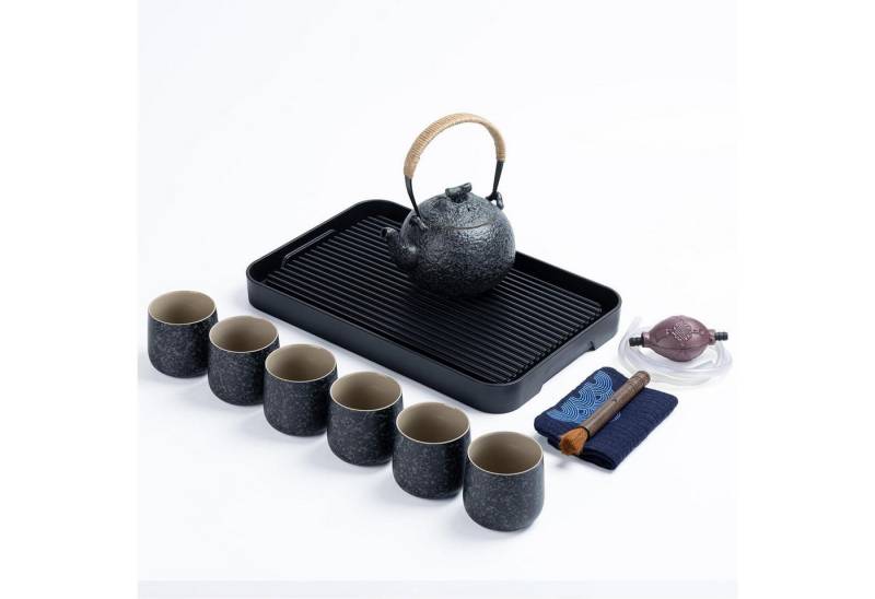 LuxusKollektion Kochbesteck-Set Teeservice Tablett 1 Kanne 6 Tassen Set für Zuhause Anthrazitgrau von LuxusKollektion