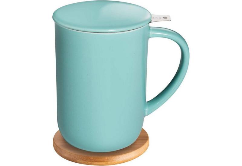 LuxusKollektion Kochbesteck-Set Teetasse Porzellan Teesieb Deckel Filter Untersetzer 473 Türkis von LuxusKollektion