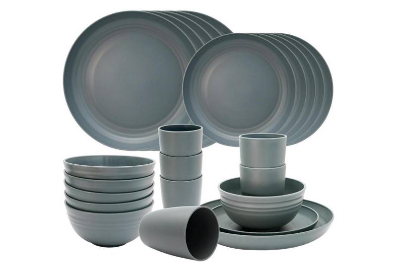 LuxusKollektion Kochbesteck-Set Teller Set 24 Stück Kunststoff Unzerbrechlich Camping Grau von LuxusKollektion