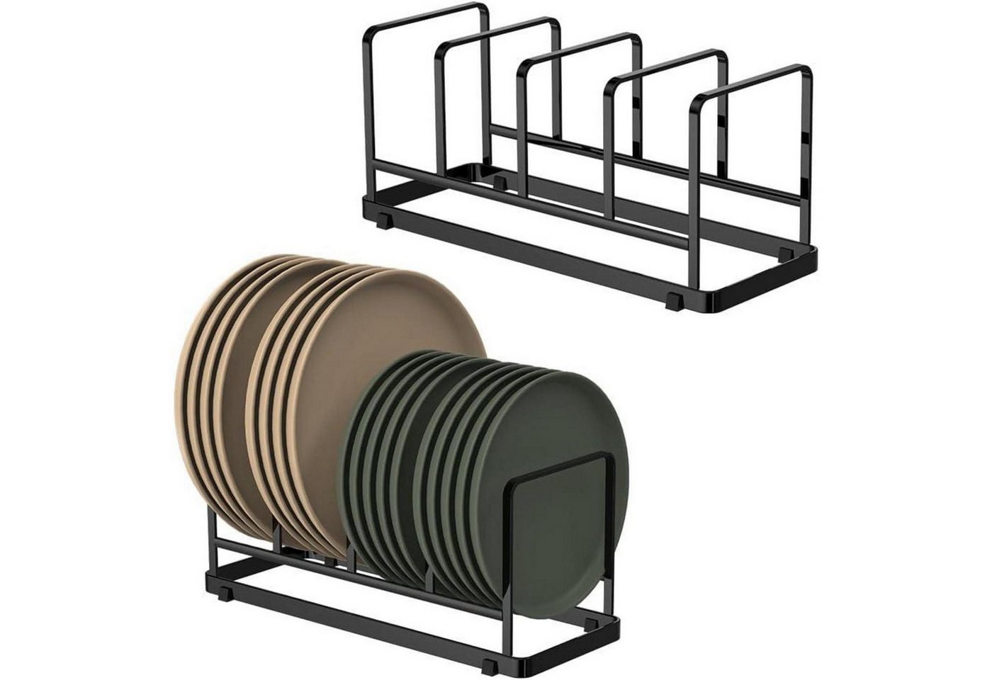 LuxusKollektion Kochbesteck-Set Tellerständer Tellerhalter Abtropfgestell Schwarz Large-2 Stück von LuxusKollektion