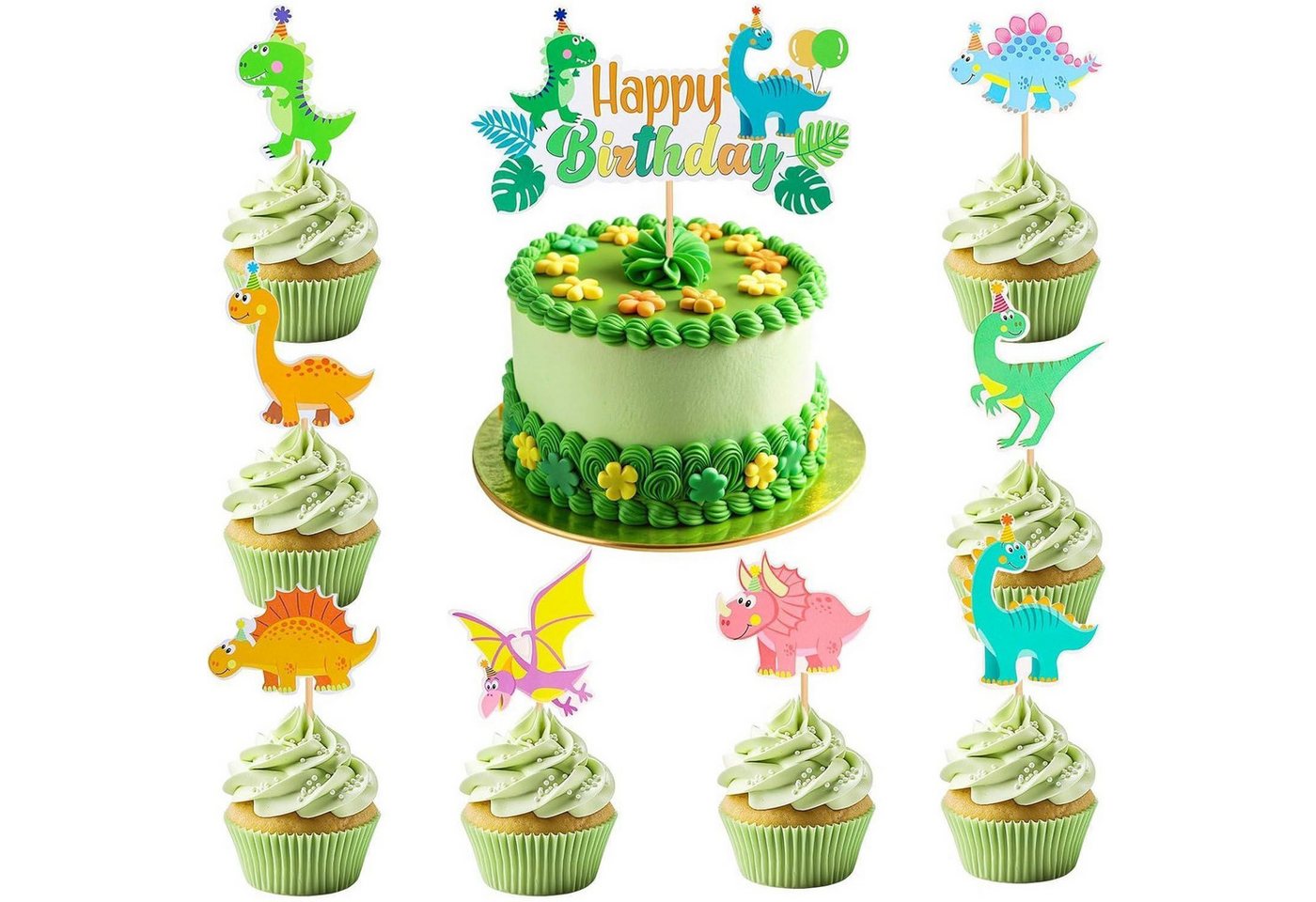 LuxusKollektion Kochbesteck-Set Tortendeko 33 Dinosaurier Kindergeburtstag Cake Topper Dino von LuxusKollektion