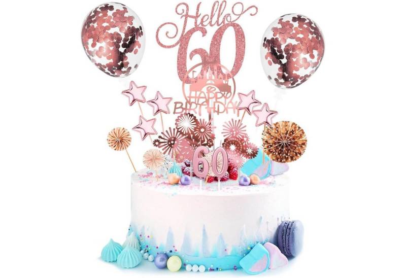 LuxusKollektion Kochbesteck-Set Tortendeko 60 Geburtstag Torten Topper Konfetti Roségold 60 Or von LuxusKollektion