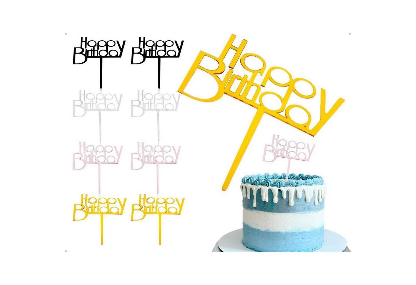 LuxusKollektion Kochbesteck-Set Tortendeko Cake Topper Acryl Cupcake Geburtstag 4 Farben Satz 4 8 von LuxusKollektion
