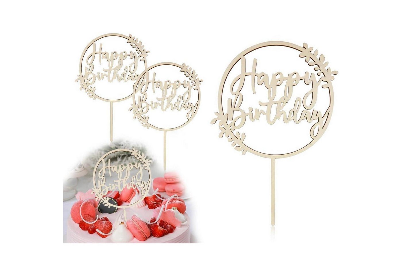 LuxusKollektion Kochbesteck-Set Tortendeko Cake Topper Acryl Geburtstag Cupcake Holzfarbe Satz 1 2 von LuxusKollektion