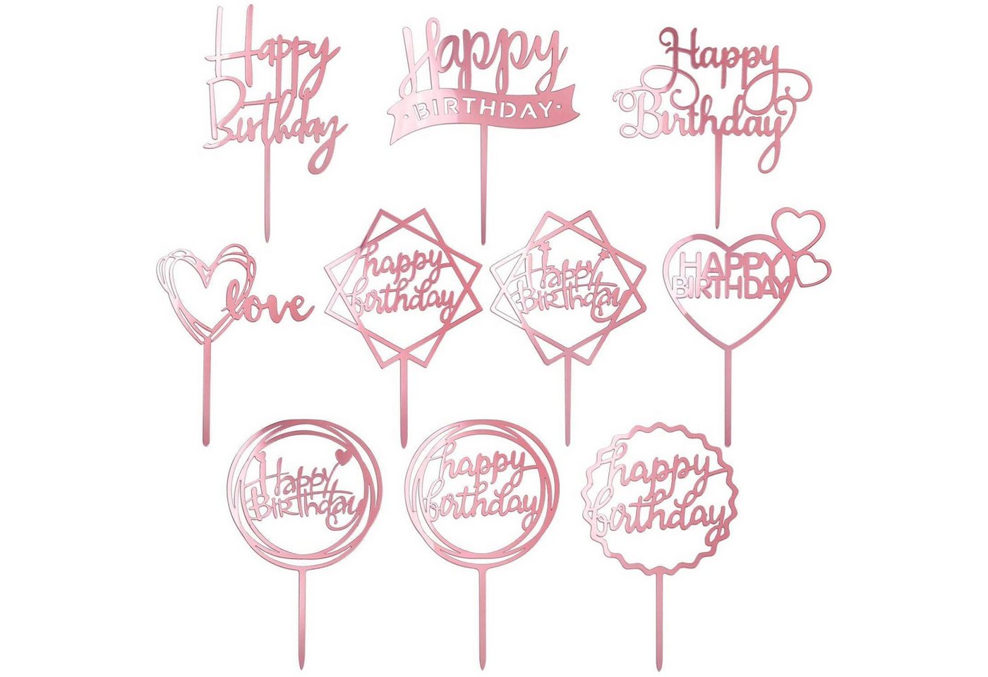 LuxusKollektion Kochbesteck-Set Tortendeko Cake Topper Happy Birthday Girlande Acryl 10 Roségold von LuxusKollektion