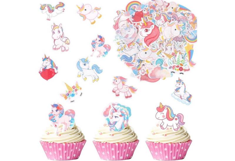 LuxusKollektion Kochbesteck-Set Tortendeko Essbar Cupcake Cake Topper Esspapier 80 Stück Einhorn von LuxusKollektion