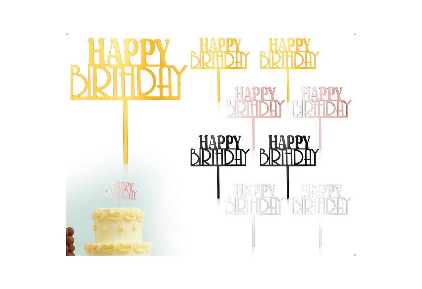 LuxusKollektion Kochbesteck-Set Tortendeko Geburtstag Cake Topper Acryl Cupcake 4 Farben Satz 2 8 von LuxusKollektion