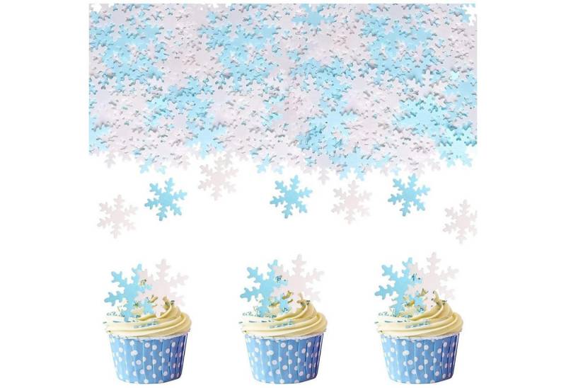 LuxusKollektion Kochbesteck-Set Tortendeko essbar 50 Stück Schneeflocken Cupcake Topper Snowflake von LuxusKollektion