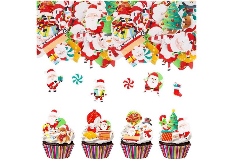 LuxusKollektion Kochbesteck-Set Tortendeko essbare Cupcake Topper Muffin Santa 60 Weihnachten von LuxusKollektion