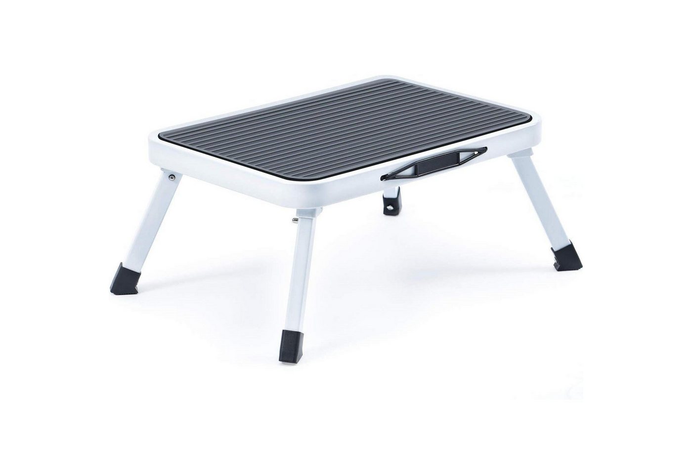 LuxusKollektion Kochbesteck-Set Tritthocker zusammenklappbar Gummimatte Stahl Leiter 150 kg Weiß von LuxusKollektion