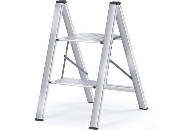 LuxusKollektion Kochbesteck-Set Trittleiter Klapptrittleiter Aluminium Handlauf 2 Stufen Silber von LuxusKollektion