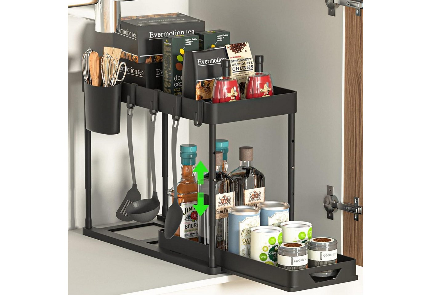 LuxusKollektion Kochbesteck-Set Unter Waschbecken Regal Organizer Schubladen Haken Becher Schwarz 2 von LuxusKollektion