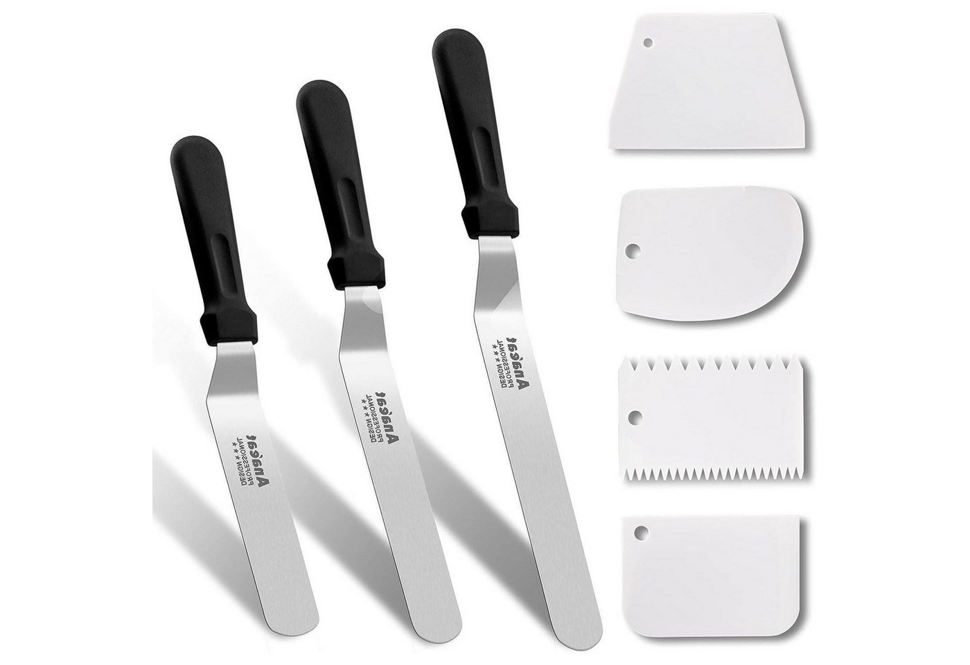 LuxusKollektion Kochbesteck-Set Zuckergussspatel 3 Stück 6 8 10 Zoll Spachtel und Schaber (7er-set) von LuxusKollektion