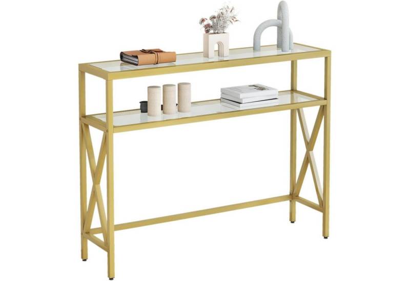 LuxusKollektion Konsolentisch Konsolentisch Gehärtetes Glas Industriell Schmal Regale Gold von LuxusKollektion