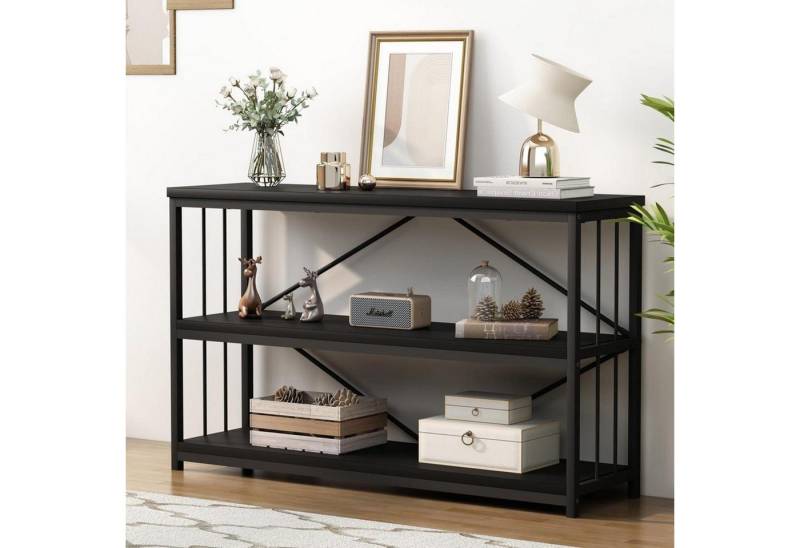 LuxusKollektion Konsolentisch Konsolentisch Holz 3 Ebenen Bücherregal Schwarz Industrie Design von LuxusKollektion