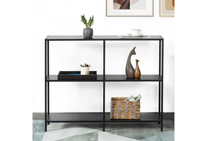 LuxusKollektion Konsolentisch Konsolentisch Metall 3 Ablagen Sofatisch Schwarz 100×30×80cm von LuxusKollektion