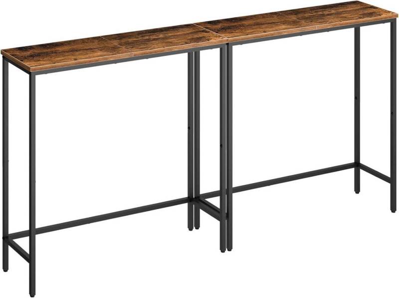 LuxusKollektion Konsolentisch Schmale Konsolentische 2er-Set Vintagebraun Schwarz 75cm von LuxusKollektion
