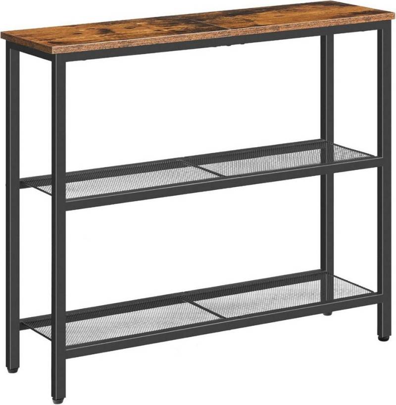 LuxusKollektion Konsolentisch Schmaler Konsolentisch Vintagebraun und Schwarz mit 2 Ablagen von LuxusKollektion