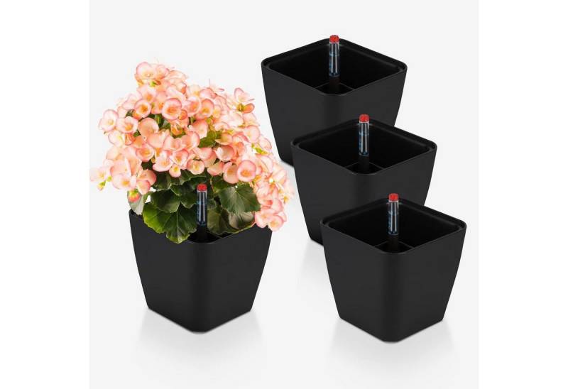 LuxusKollektion Kräutertopf Selbstbewässerungstopf für Kräuter 13,7x13,5 cm Schwarz von LuxusKollektion