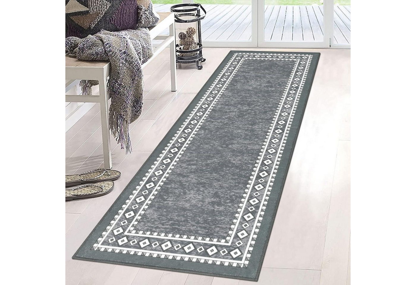 LuxusKollektion Küchenläufer Teppich Läufer waschbar rutschfest Flur Küchenläufer Grau 50 x 150 cm LuxusKollektion Küchenläufer Teppich Läufer waschbar rutschfest Flur Küchenläufer Grau 50 x 150 cm von LuxusKollektion