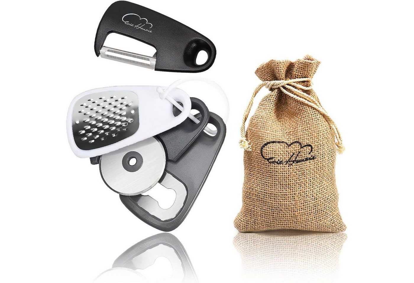 LuxusKollektion Küchenstuhl Küchenhelfer Set Pizzaschneider Flaschenöffner Schäler Blau 5pcs von LuxusKollektion