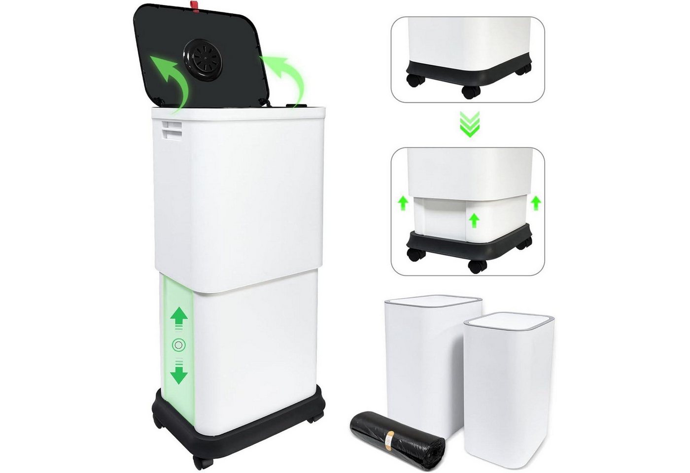 LuxusKollektion Küchenstuhl Mülleimer Geruchsdichter Küche 25-45L Rollen Deckel Mit Deckel Weiß LuxusKollektion Küchenstuhl Mülleimer Geruchsdichter Küche 25-45L Rollen Deckel Mit Deckel Weiß von LuxusKollektion