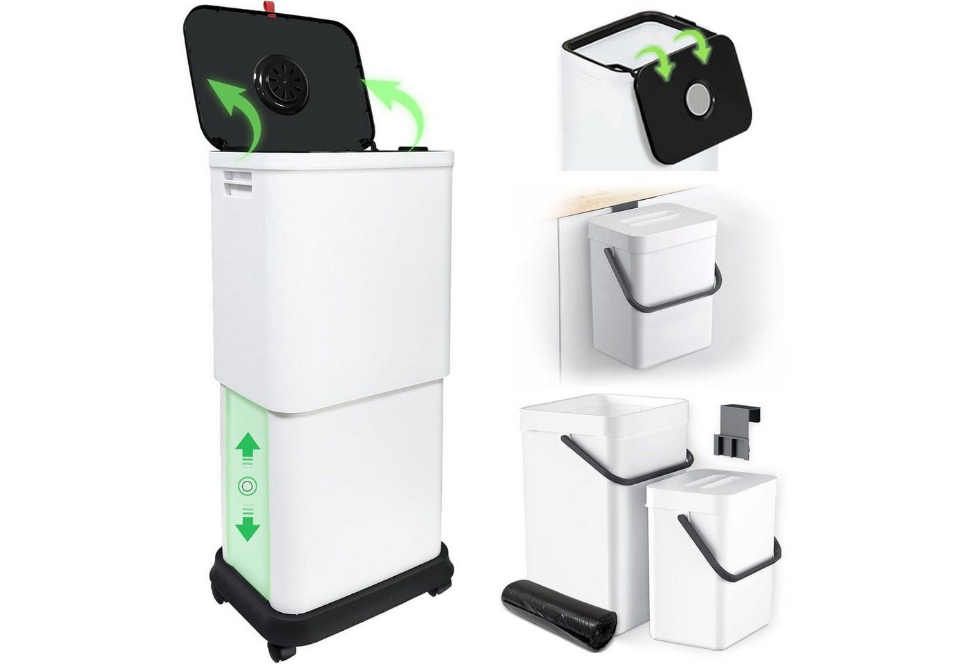 LuxusKollektion Küchenstuhl Mülleimer Geruchsdichter Küche 25-45L Rollen Mit Deckel Weiß 3pack LuxusKollektion Küchenstuhl Mülleimer Geruchsdichter Küche 25-45L Rollen Mit Deckel Weiß 3pack von LuxusKollektion
