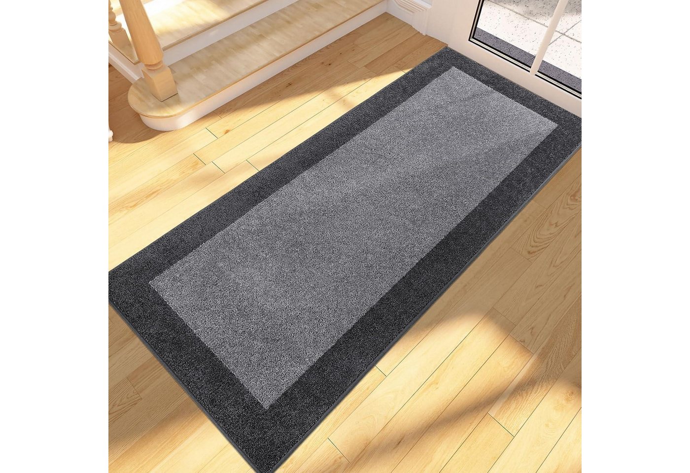LuxusKollektion Läufer Schmutzfangmatte Fußmatte Läufer Teppich 60 x 210 cm Rechteckig Grau LuxusKollektion Läufer Schmutzfangmatte Fußmatte Läufer Teppich 60 x 210 cm Rechteckig Grau von LuxusKollektion