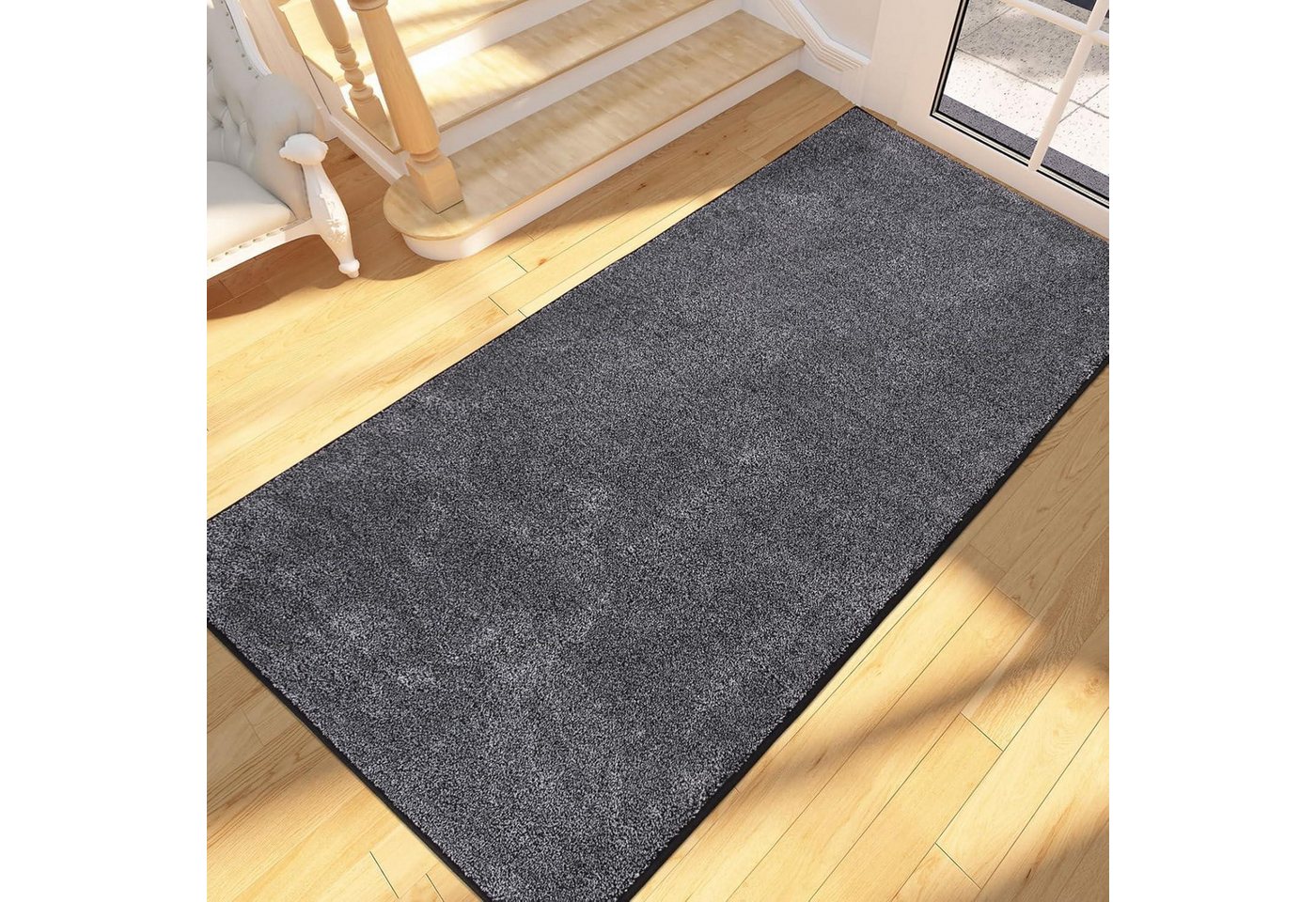 LuxusKollektion Läufer Schmutzfangmatte Fußmatte Türmatte 80 x 178 cm (Rechteckig) Dunkelgrau von LuxusKollektion