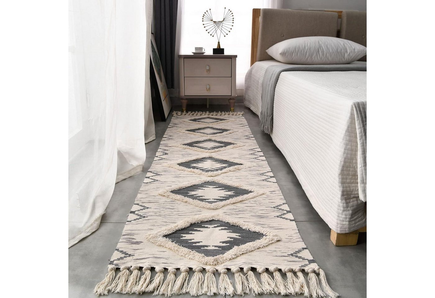 LuxusKollektion Läufer Teppich Baumwolle Waschbar Getuftet 180 x 60 cm (Rechteckig) Grau von LuxusKollektion