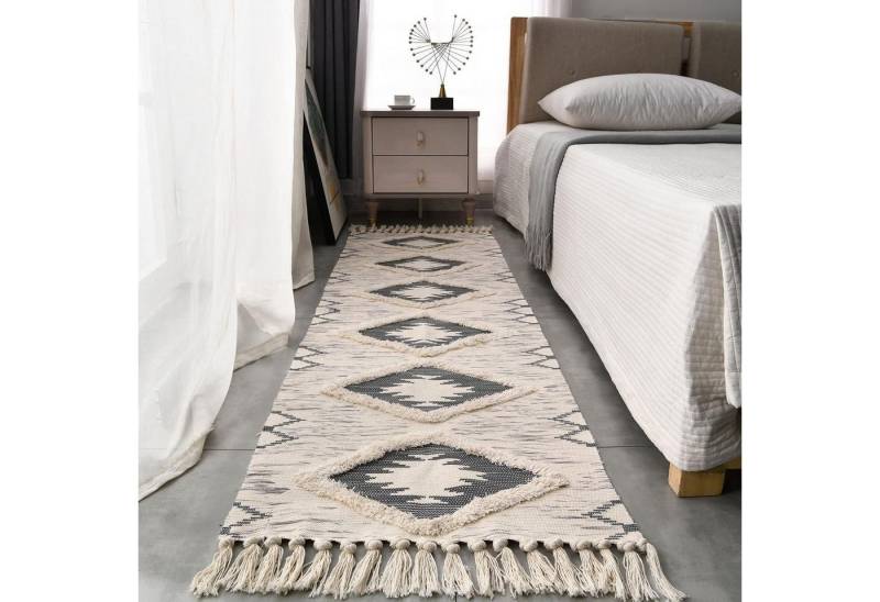 LuxusKollektion Läufer Teppich Baumwolle Waschbar Getuftet 180 x 60 cm (Rechteckig) Grau von LuxusKollektion