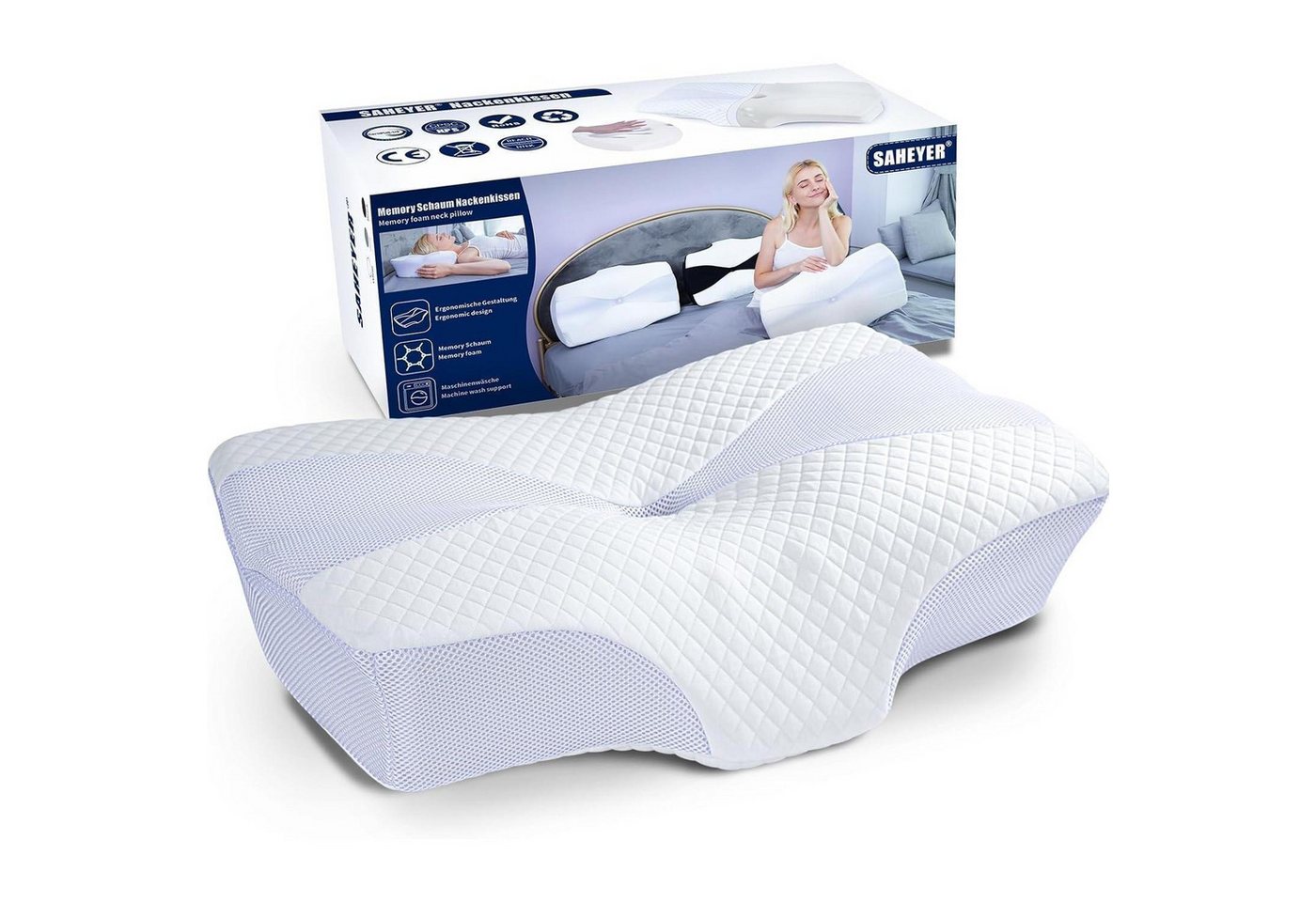 LuxusKollektion Lagerungskissen Nackenkissen Memory Foam Nackenstütze orthopädisch Weiß LuxusKollektion Lagerungskissen Nackenkissen Memory Foam Nackenstütze orthopädisch Weiß von LuxusKollektion