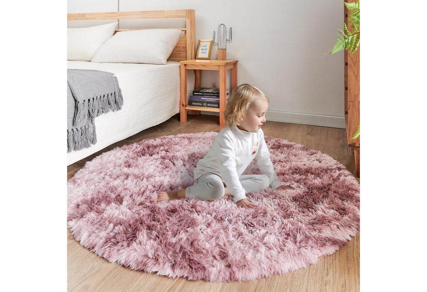 LuxusKollektion Langflor-Teppich Rundteppich Plüschteppich Kinderteppich Mädchen Lila-rosa 200 x 200 cm LuxusKollektion Langflor-Teppich Rundteppich Plüschteppich Kinderteppich Mädchen Lila-rosa 200 x 200 cm von LuxusKollektion