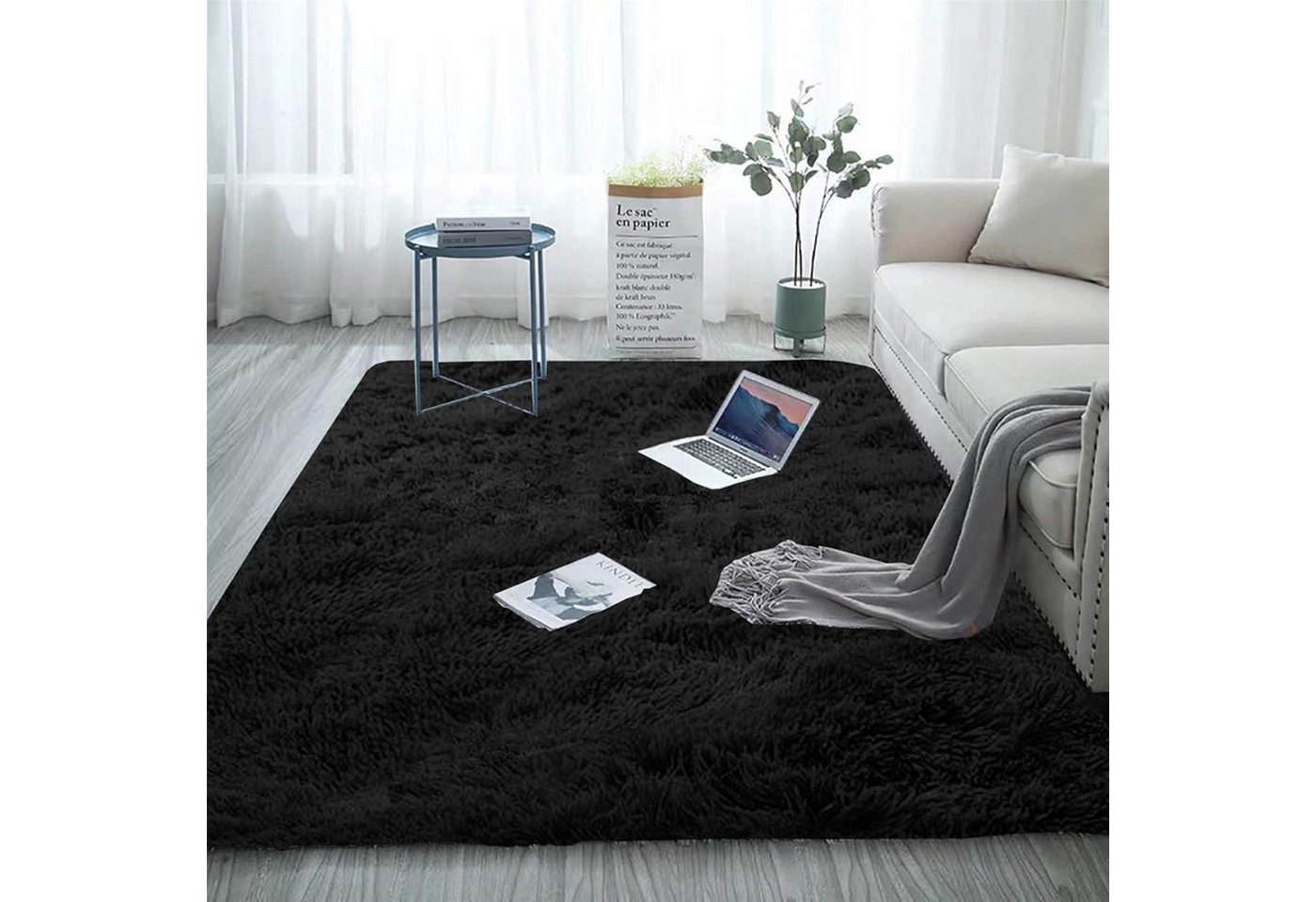 LuxusKollektion Langflor-Teppich Teppich Batik Langflor Area Schwarz 120 x 200 cm Rechteckig LuxusKollektion Langflor-Teppich Teppich Batik Langflor Area Schwarz 120 x 200 cm Rechteckig von LuxusKollektion