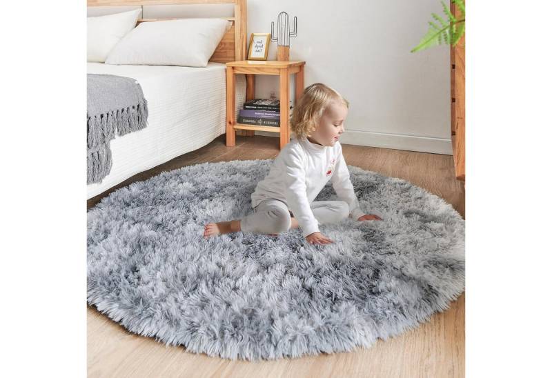 LuxusKollektion Langflor-Teppich Teppich Rund Plüschteppich Kinder Wohnzimmer Hellgrau 150 x 150 cm LuxusKollektion Langflor-Teppich Teppich Rund Plüschteppich Kinder Wohnzimmer Hellgrau 150 x 150 cm von LuxusKollektion