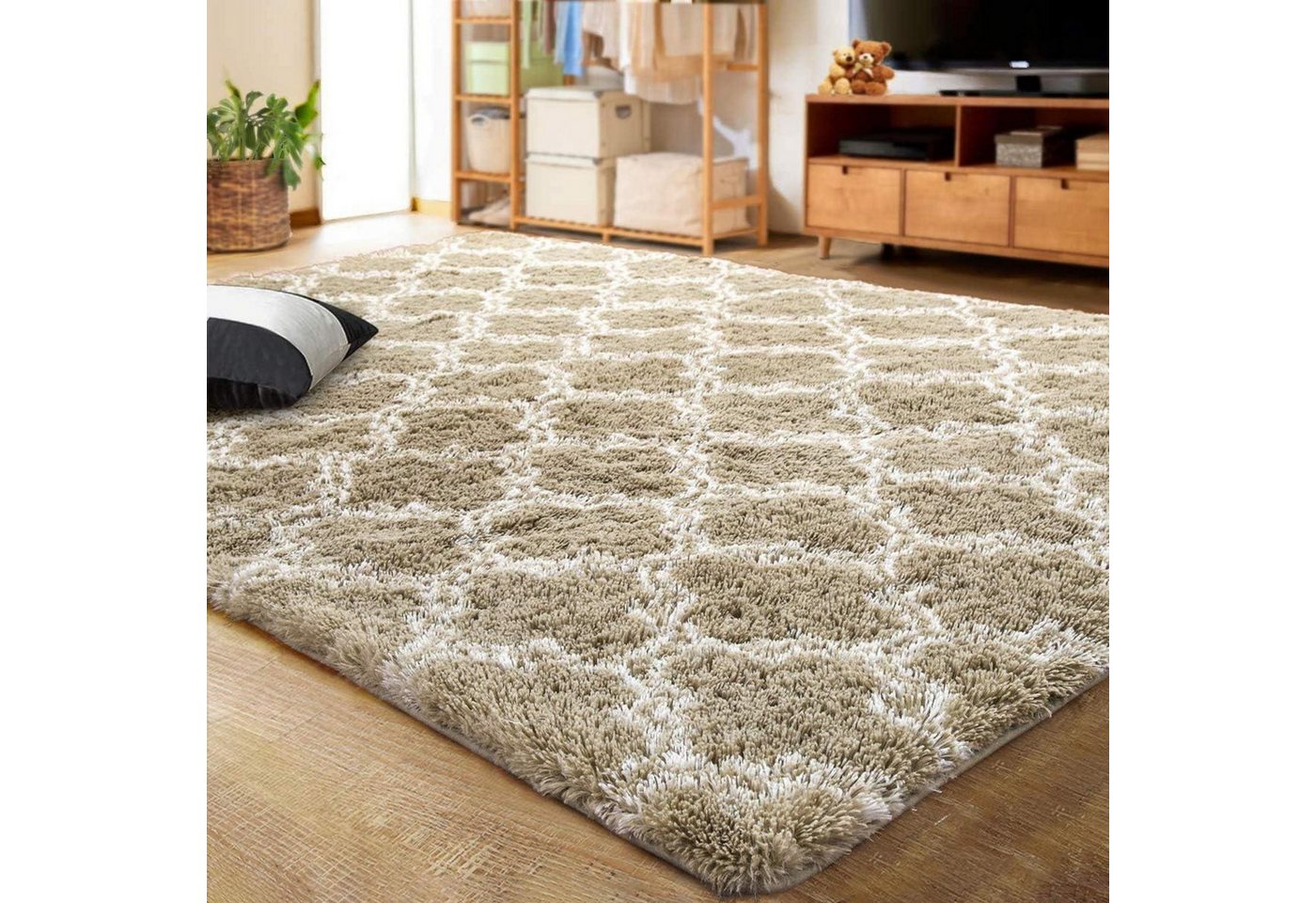 LuxusKollektion Langflor-Teppich Teppich Schlafzimmer flauschig Braun Brown 120 x 160 cm Rechteckig LuxusKollektion Langflor-Teppich Teppich Schlafzimmer flauschig Braun Brown 120 x 160 cm Rechteckig von LuxusKollektion