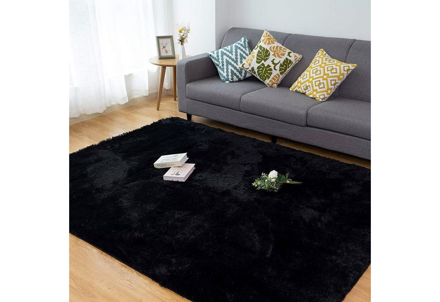 LuxusKollektion Langflor-Teppich Teppich Wohnzimmer Shaggy Langflor Antirutsch Schwarz 200x290CM LuxusKollektion Langflor-Teppich Teppich Wohnzimmer Shaggy Langflor Antirutsch Schwarz 200x290CM von LuxusKollektion