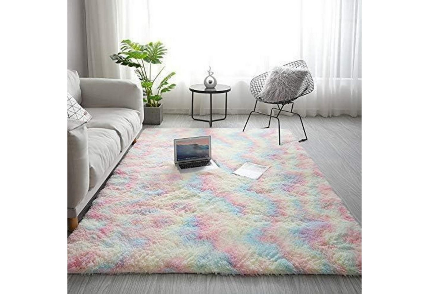 LuxusKollektion Langflor-Teppich Teppich Zottelteppich Wohnzimmer Schillernd 60 x 120 cm (Rechteckig) von LuxusKollektion