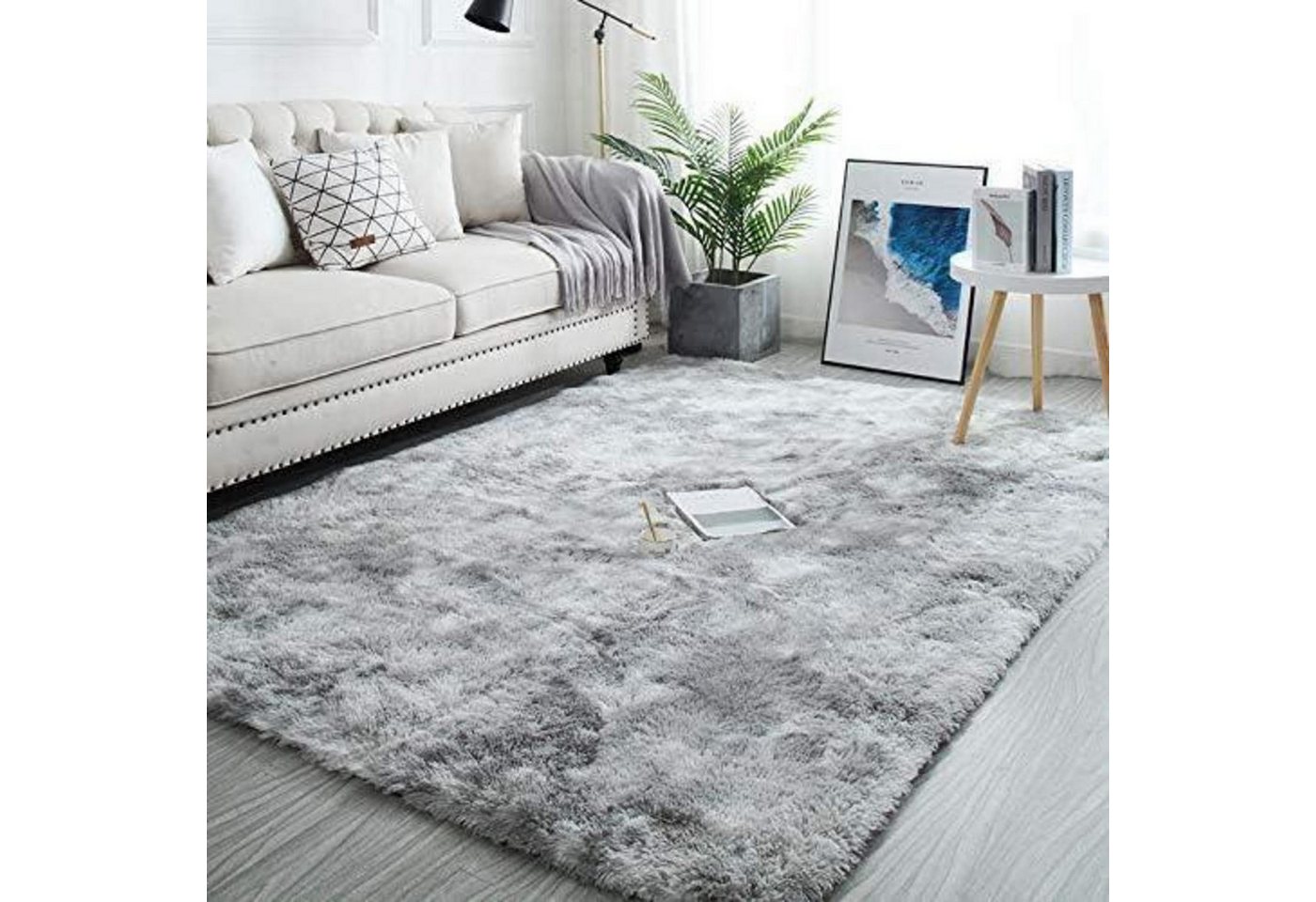 LuxusKollektion Langflor-Teppich Wohnzimmerteppich Shaggy Langflor Rutschfest Hellgrau 160 x 200 cm LuxusKollektion Langflor-Teppich Wohnzimmerteppich Shaggy Langflor Rutschfest Hellgrau 160 x 200 cm von LuxusKollektion