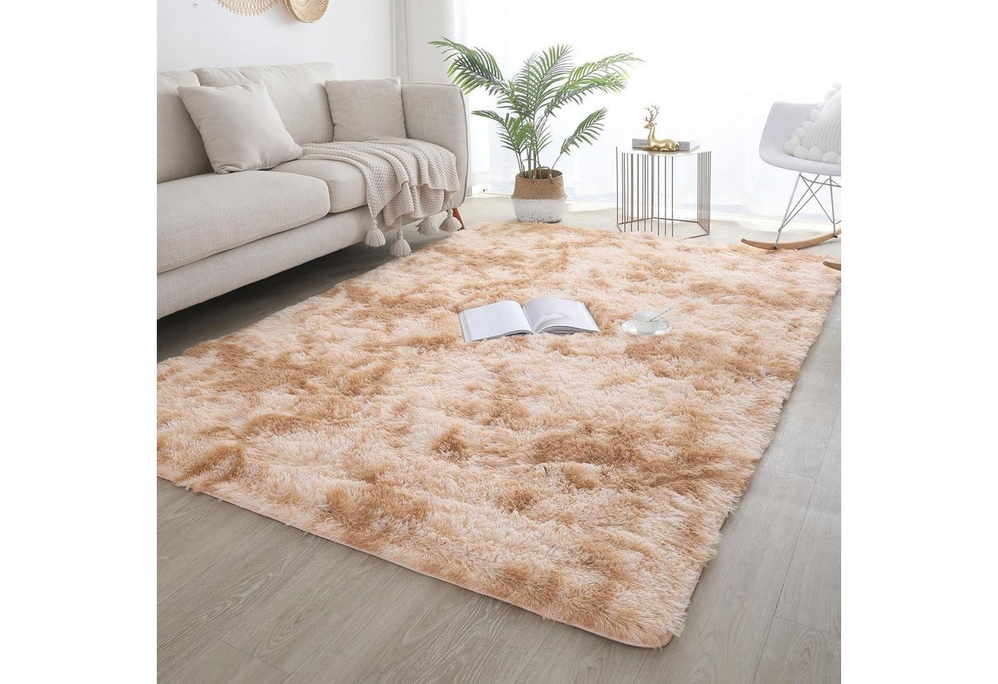 LuxusKollektion Langflor-Teppich Zottelteppich waschbar rutschfest Wohnzimmer Khaki 160x230cm LuxusKollektion Langflor-Teppich Zottelteppich waschbar rutschfest Wohnzimmer Khaki 160x230cm von LuxusKollektion