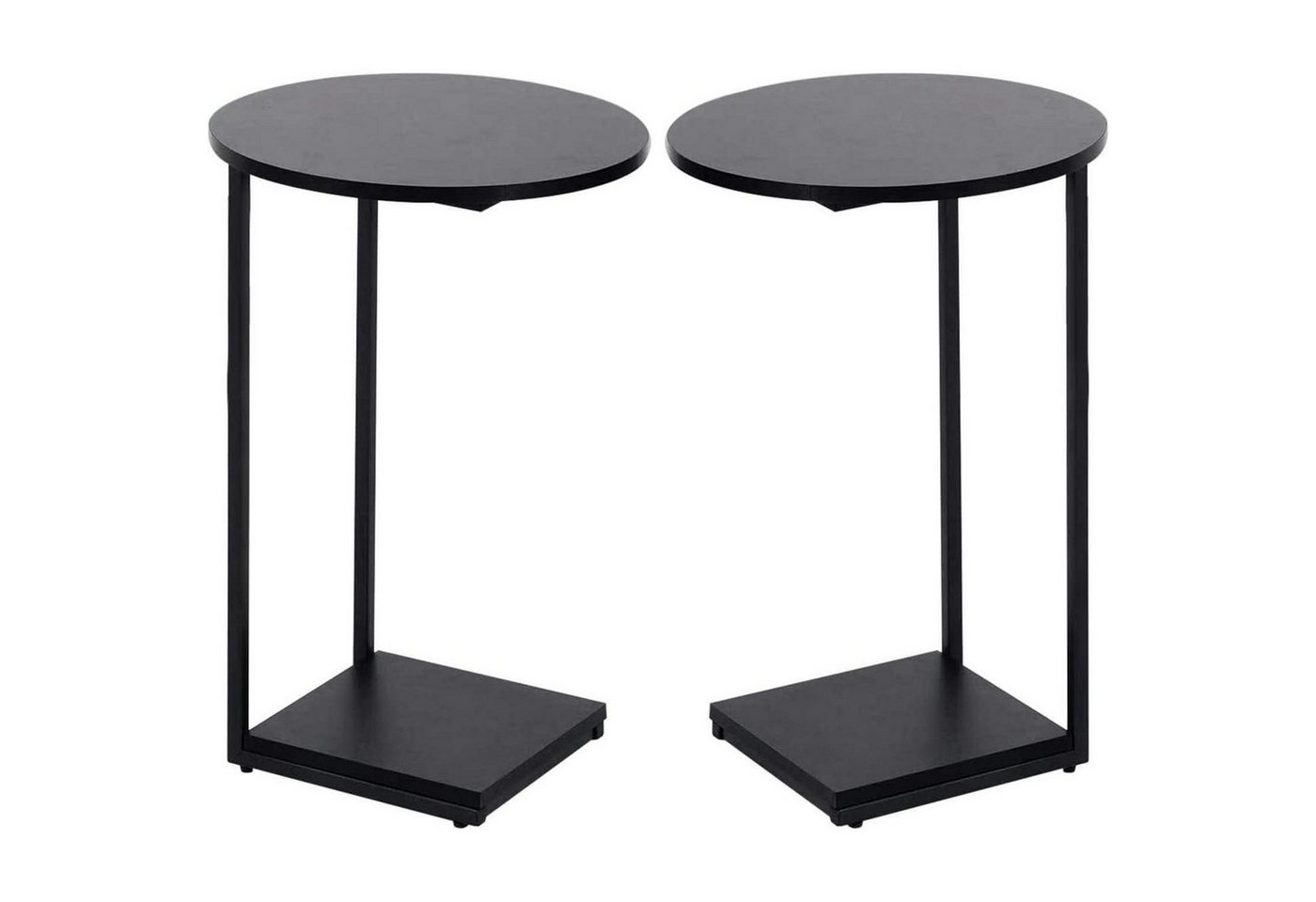 LuxusKollektion Laptoptisch Beistelltisch C förmig 2er Set Metall Holz Schwarz 40*40*60cm(2er Set) von LuxusKollektion