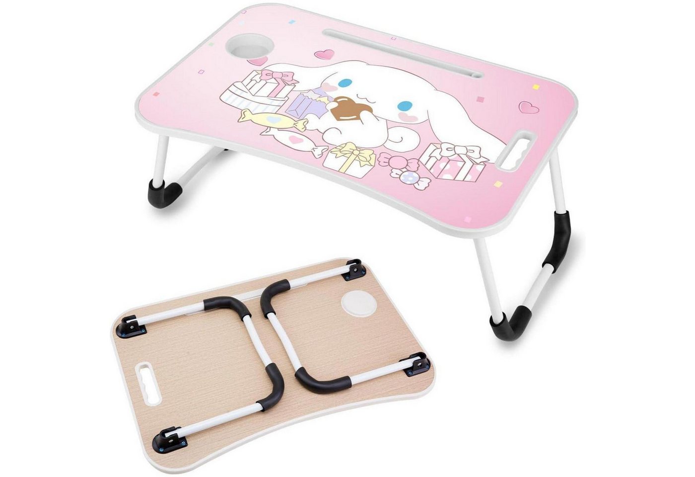 LuxusKollektion Laptoptisch Laptop Tisch Betttablett klappbar Getränkeschlitz Cartoon Rosa Herz von LuxusKollektion