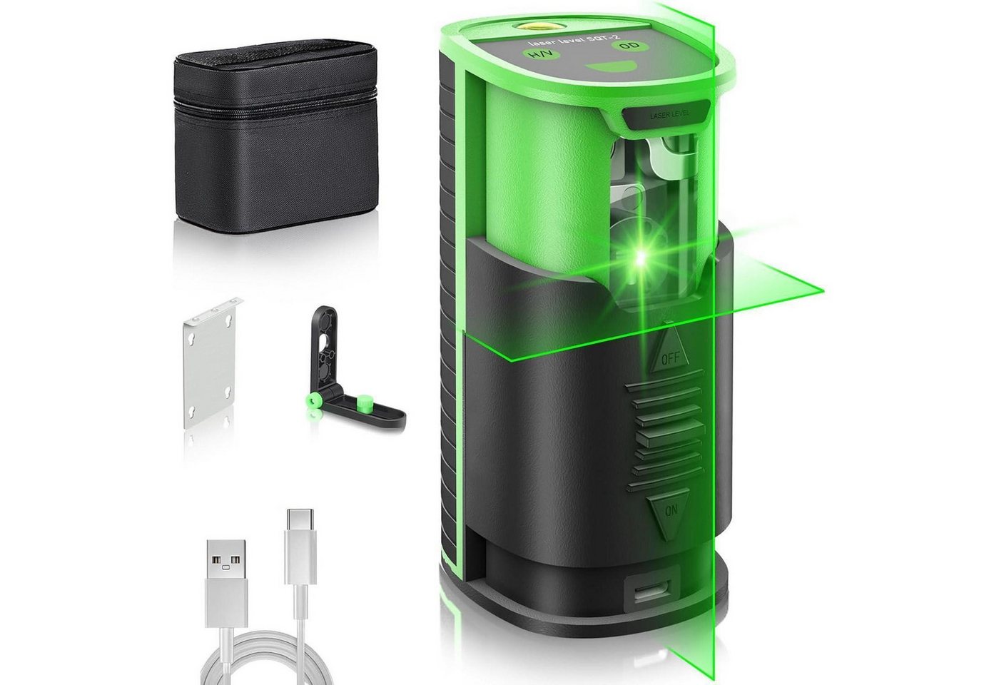 LuxusKollektion Laserwasserwaage Laser-Wasserwaage selbstnivellierend 30 m Typ-C Magnetfuß 360° von LuxusKollektion