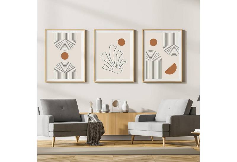 LYBOHO Leinwandbild Leinwand Bilder Moderne Abstrakt Kunst Wohnzimmer Boho Set 3-teilig von LYBOHO